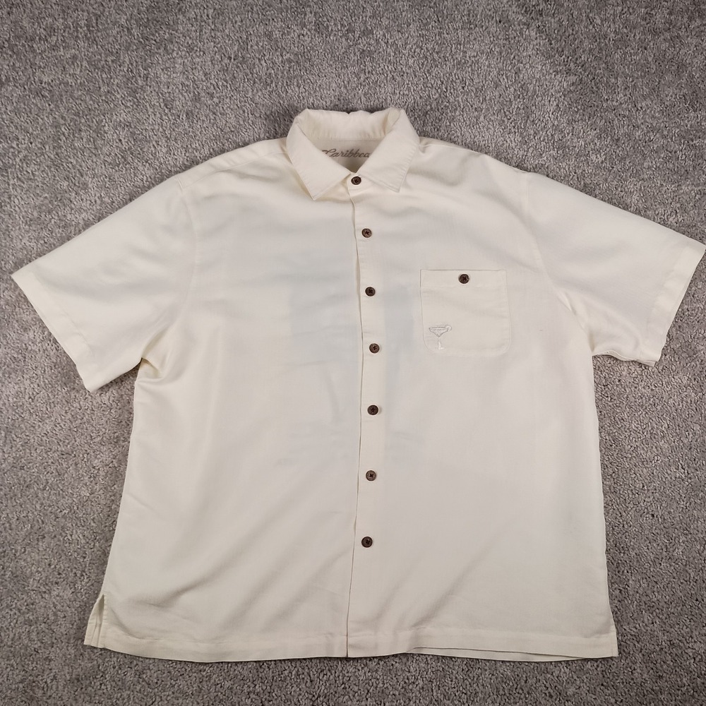 Caribbean XL Embroidered Parrot Mens Button Down Shirt - Picture 9 of 13